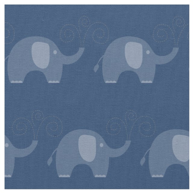 Tecido Padrão de Elefante Azul do Marinho Moderno (Detalhe)