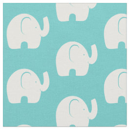 Tecido Padrão de Elefante Branco Aqua