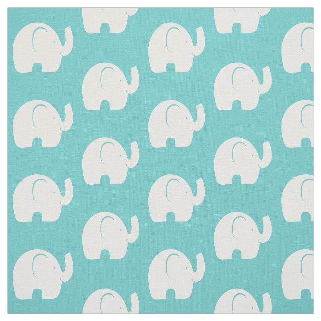 Tecido Padrão de Elefante Branco Aqua (Modelo)
