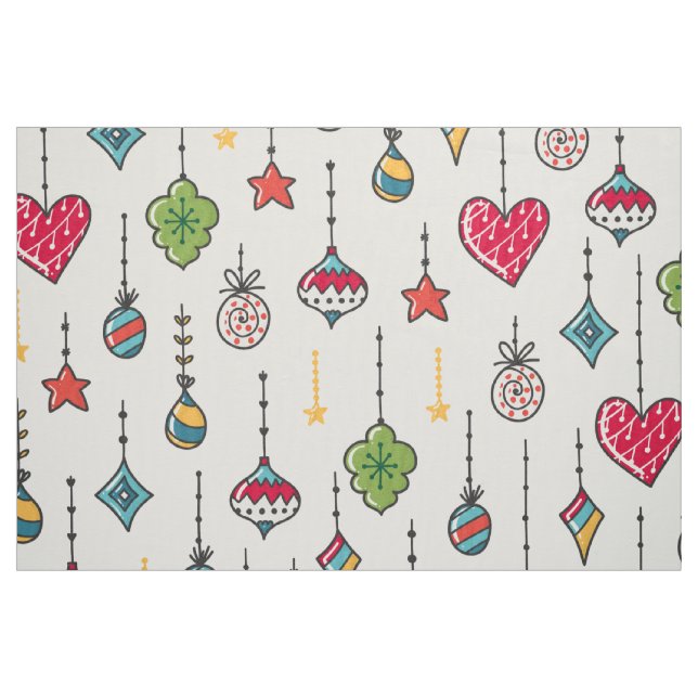 Tecido Padrão de Enfeites de natal colorido (Fat Quarter)