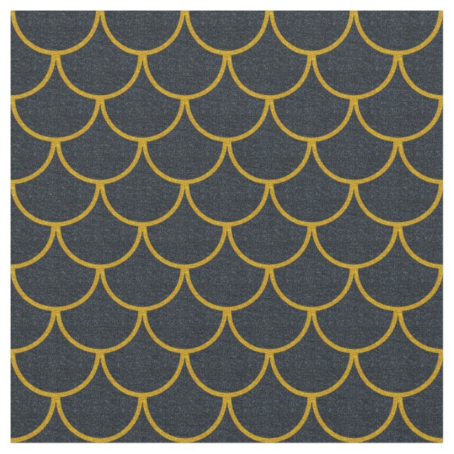 Tecido Padrão de Escamas com Recorte em Preto e Dourado (Detalhe)