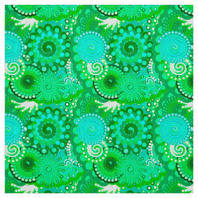 Tecido Padrão de espiral frontal, Jade, Turquesa e Aqua (Modelo)