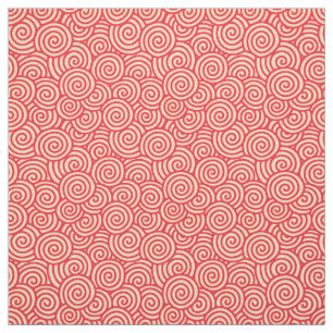 Tecido Padrão de espiral japonês - laranja coral