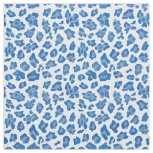 Tecido Padrão de Estampa de Leopardo Azul e Branco Préppy