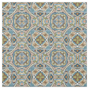 Tecido Padrão de Estilo Batik Bali Laranja Azul Coral Ver