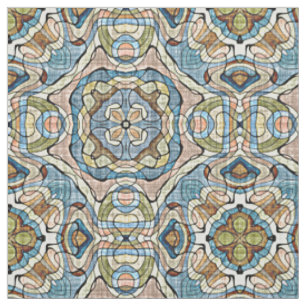 Tecido Padrão de Estilo Batik Bali Laranja Azul Coral Ver
