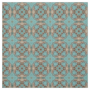 Tecido Padrão de Estilo Batik Bali Verde Turquesa Marrom