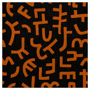 Tecido Padrão de estilo Kuba 121019 - Laranja em Preto