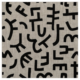 Tecido Padrão de estilo Kuba 121019 - Preto em branco