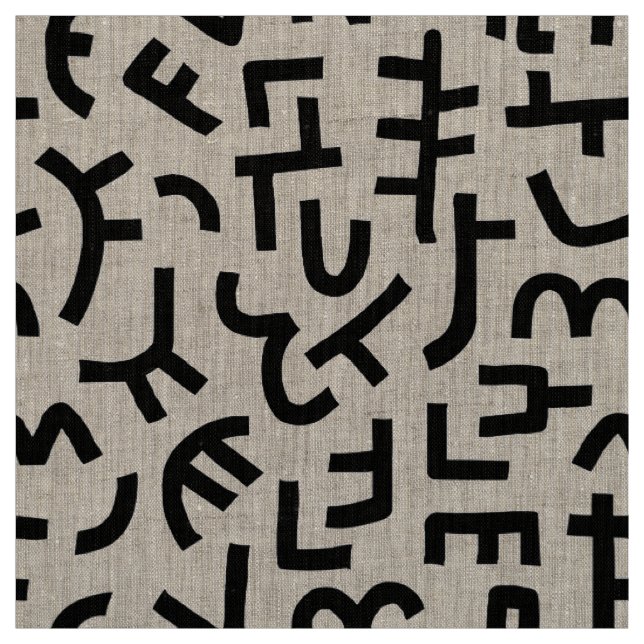 Tecido Padrão de estilo Kuba 121019 - Preto em branco (Modelo)