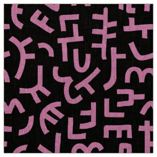 Tecido Padrão de estilo Kuba 121019 - Rosa em Preto