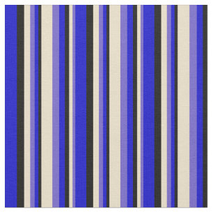Tecido Padrão de Faixa Azul, Tan, Preta e Azul
