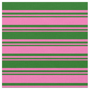 Tecido Padrão de Faixa Verde Rosa-Quente e Escura