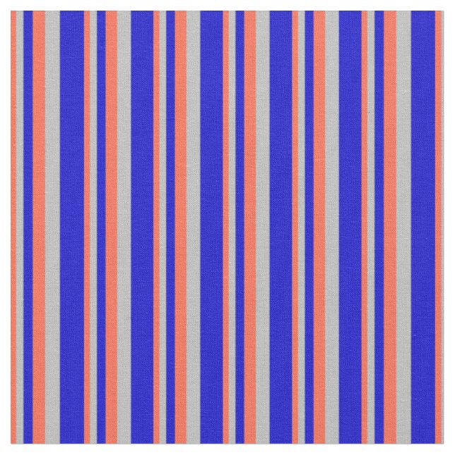 Tecido Padrão de Faixa Vermelho, Cinza e Azul (Detalhe)