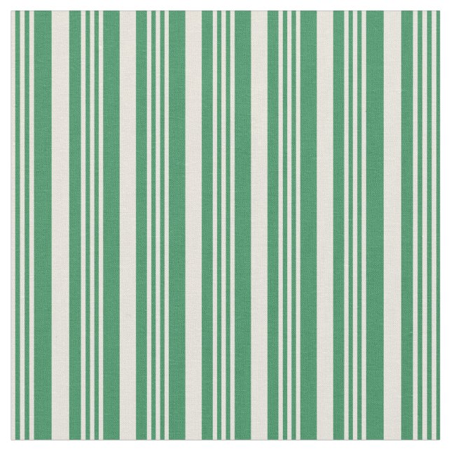 Tecido Padrão de faixas/linhas verdes no bege e mar (Detalhe)