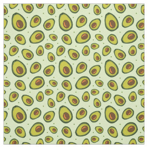 Tecido Padrão de fatias de Fruta de abacate verde e casta