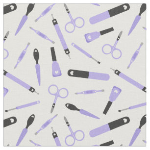Tecido Padrão de Ferramentas de Manicurist Preto e Roxo