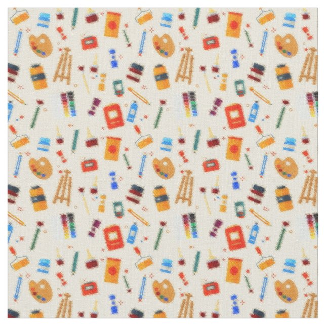 Tecido Padrão de Ferramentas do Artista de Aquarela (Detalhe)