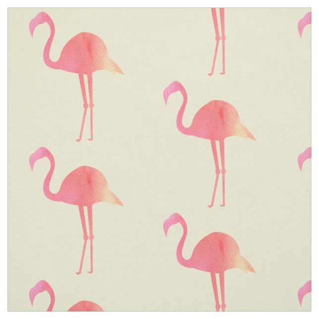 Tecido Padrão de Flamingos de Aquarela Rosa Tropical (Modelo)