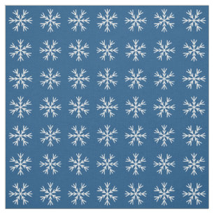 Tecido Padrão de Floco de Neve Branco Azul