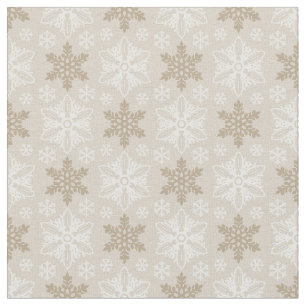 Tecido Padrão de Floco de Neve Branco, Brilhante, Tan Wi
