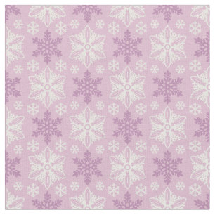 Tecido Padrão de Floco de Neve Branco, Cor-de-Rosa Brilha