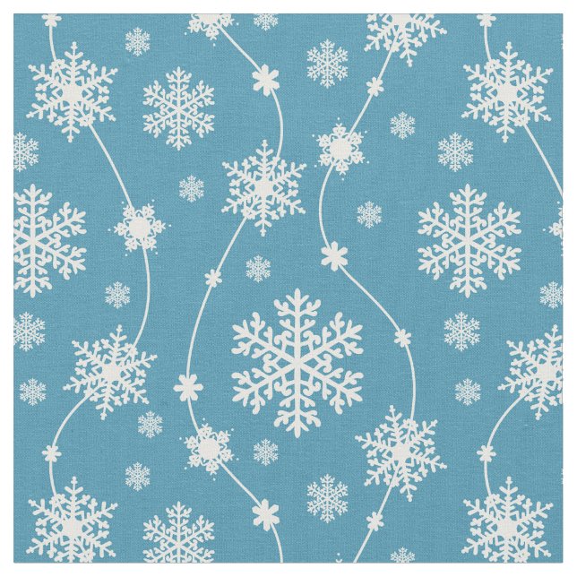 Tecido Padrão de floco de neve branco-de-inverno azul-cla (Detalhe)