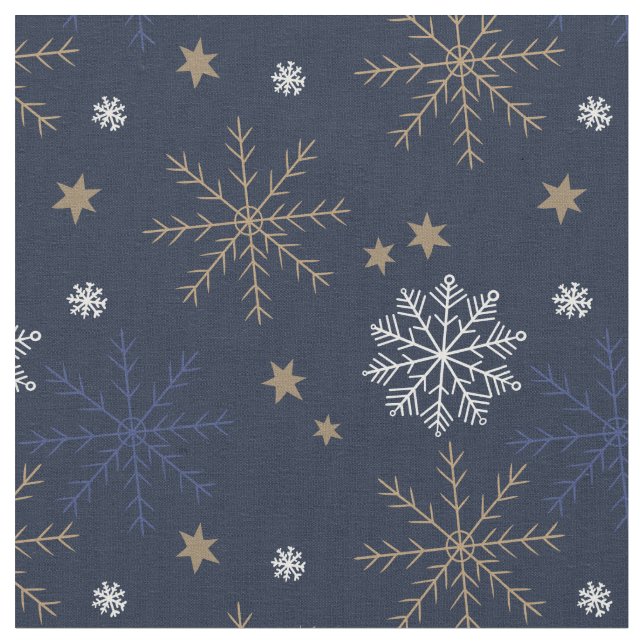 Tecido Padrão de Floco de Neve Escuro - Azul Escuro (Detalhe)