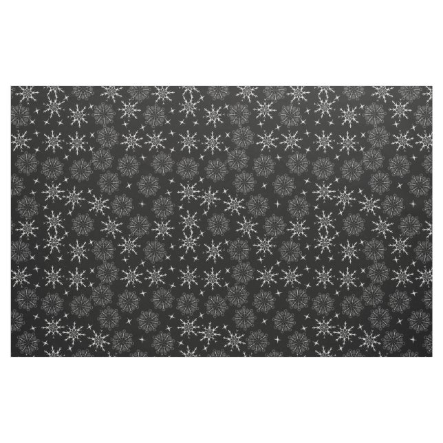 Tecido Padrão de Floco de Neve Preto e Branco (Fat Quarter)