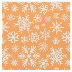 Tecido Padrão de Flocos de Neve de Inverno Laranja Aconch