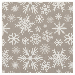 Tecido Padrão de Flocos de Neve de Inverno Mocha Chic Aco