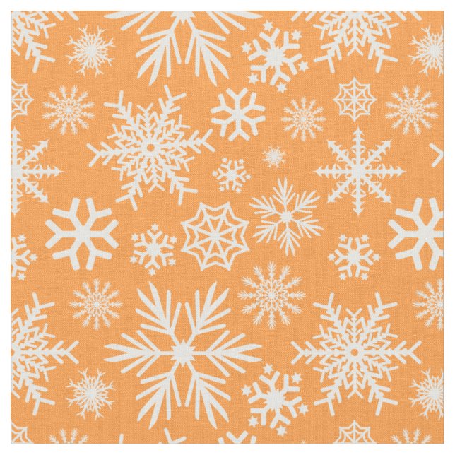 Tecido Padrão de Flocos de Neve de Laranja Chic e Aconche (Detalhe)