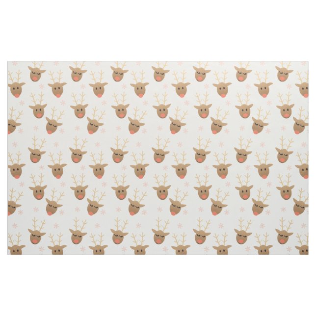 Tecido Padrão de Flocos de Neve de Reindeer Cute (Jarda)