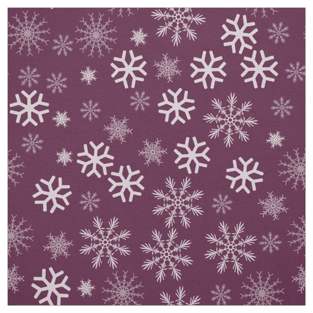 Tecido Padrão de flocos de neve roxos e brancos (Modelo)