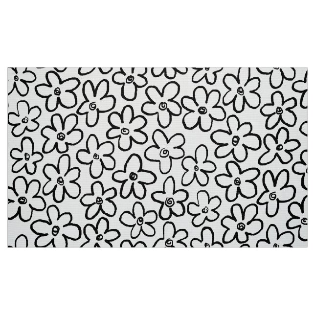 Tecido Padrão de Flor 080821 - Preto e Branco (Fat Quarter)