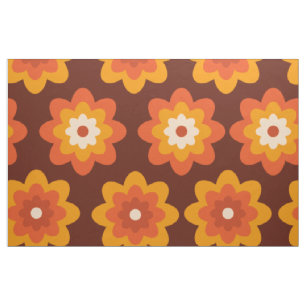 Tecido Padrão de flor laranja boho hippie retrô groovy do