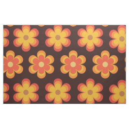 Tecido Padrão de flor retrô Groovy laranja e amarelo 