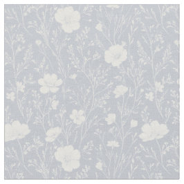 Tecido Padrão de Flor Silvestre Cinza e Branco Atenuado
