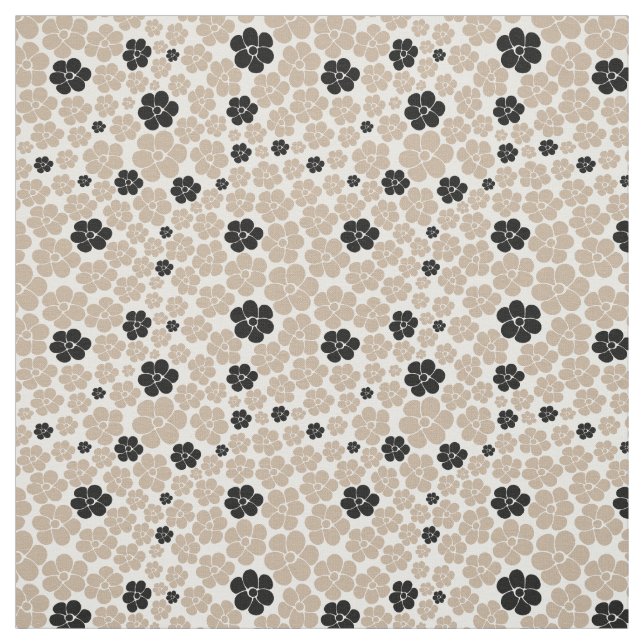 Tecido Padrão de Flor - Taupe, Preto e Branco (Modelo)