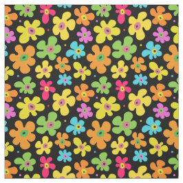 Tecido Padrão de Flores Brilhantes a Preto