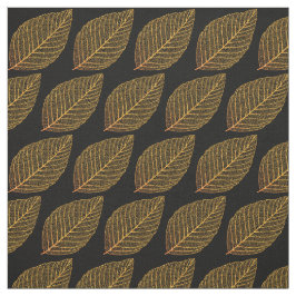 Tecido Padrão de Folha de Esqueleto Amarelo do ouro sobre