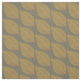 Tecido Padrão de Folha de Esqueleto Amarelo ouro sobre Ve