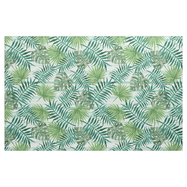 Tecido Padrão de Folha Verde Tropical Retrográfica (Fat Quarter)