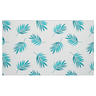 Tecido Padrão de folhas de palma azul-esverdeadas
