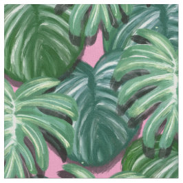 Tecido Padrão de Folhas Tropicais Verde Exótica