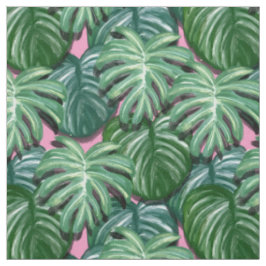 Tecido Padrão de Folhas Tropicais Verde Exótica