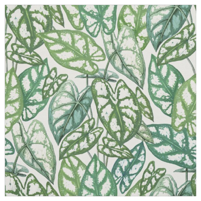 Tecido Padrão de Folhas Tropicais Verdes (Modelo)