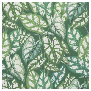 Tecido Padrão de Folhas Tropicais Verdes