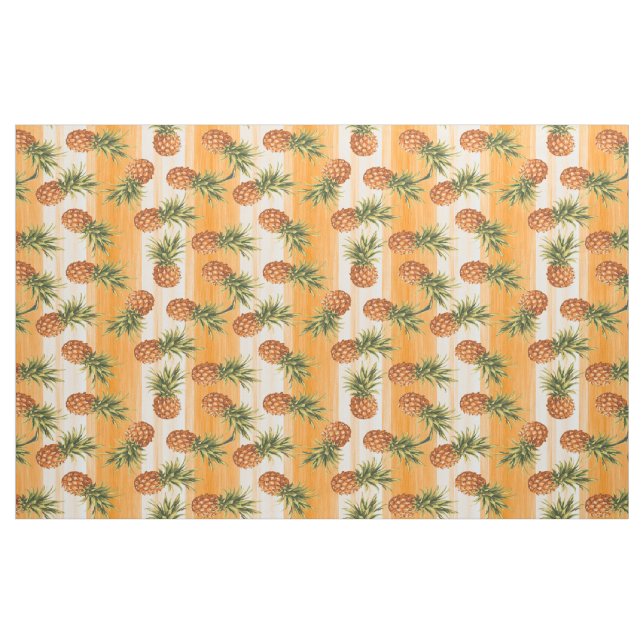 Tecido Padrão de Fruta de ananás tropical verde laranja (Fat Quarter)