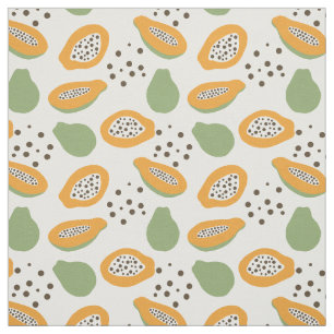 Tecido Padrão de Fruta de Papaya Tropical